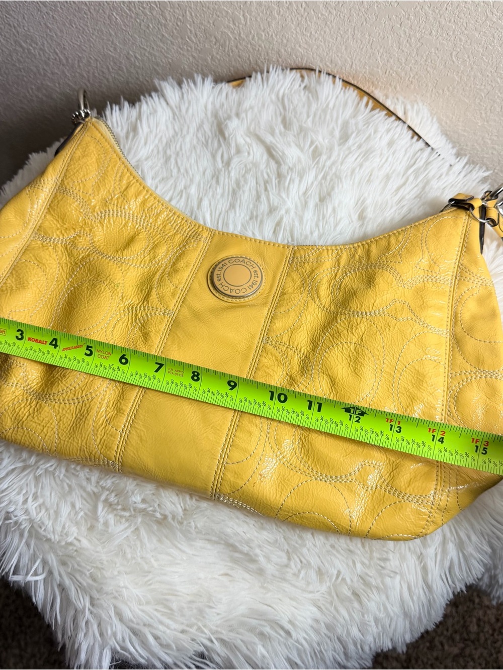 Coach Yellow Patent Leather Shoulder Bag w/Dustbag - Picture 9 of 14